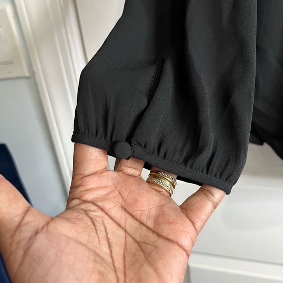 J. Crew Women's Split Neck Blouse with Tassel Trim - Black - Size 10 - Picture 6 of 8